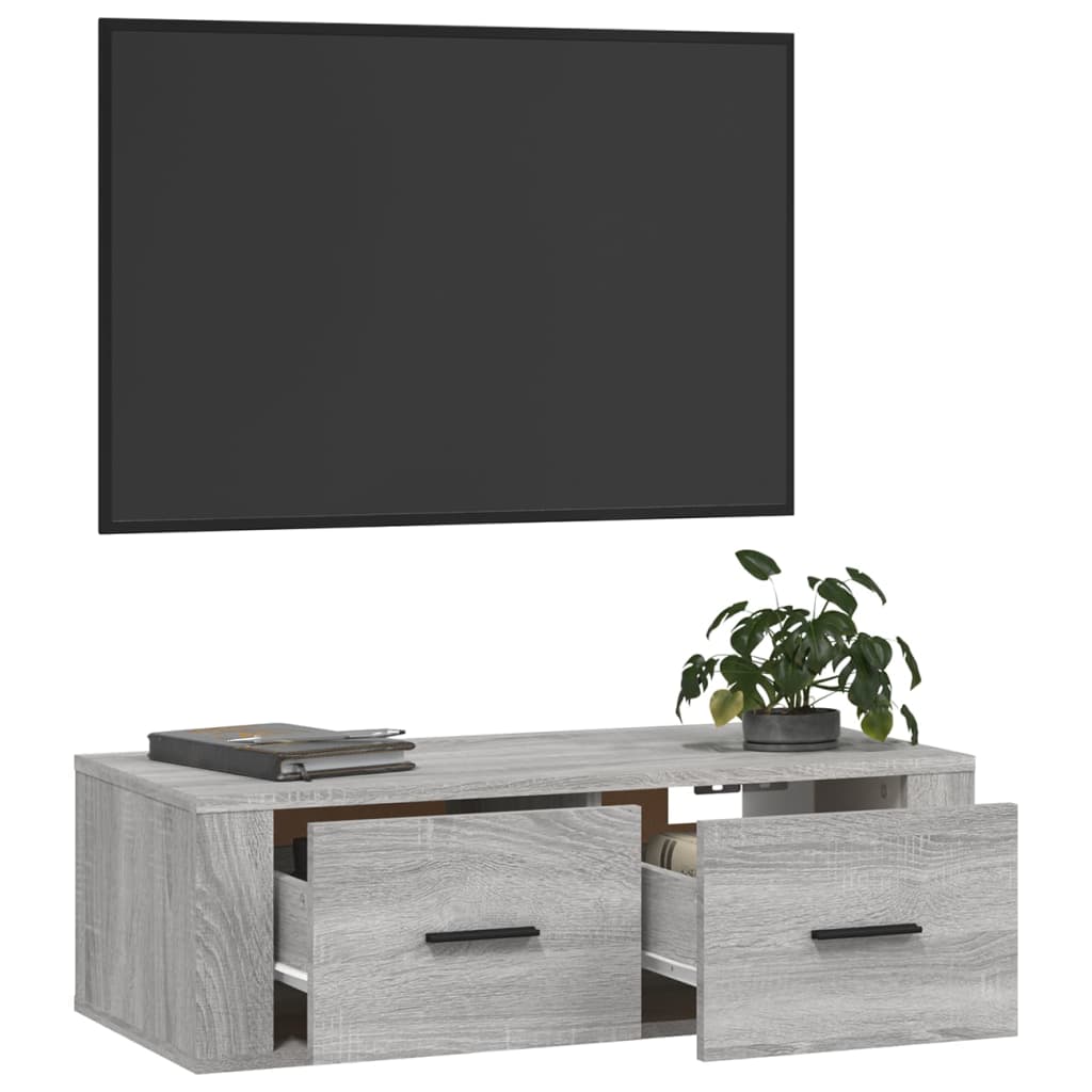 Tv-hangmeubel 80x36x25 cm bewerkt hout grijs sonoma eikenkleur is nu te koop bij PeponiXL, paradijselijk wonen!