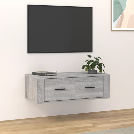 Tv-hangmeubel 80x36x25 cm bewerkt hout grijs sonoma eikenkleur is nu te koop bij PeponiXL, paradijselijk wonen!