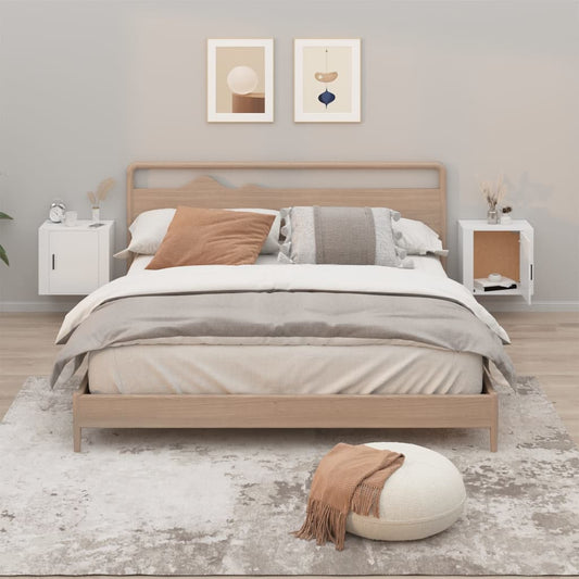 Nachtkastjes 2 st wandgemonteerd 50x30x47 cm wit is nu te koop bij PeponiXL, paradijselijk wonen!