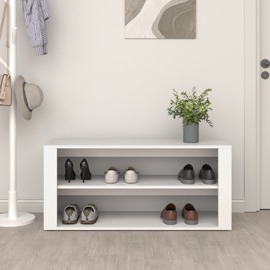Schoenenrek 100x35x45 cm bewerkt hout wit is nu te koop bij PeponiXL, paradijselijk wonen!