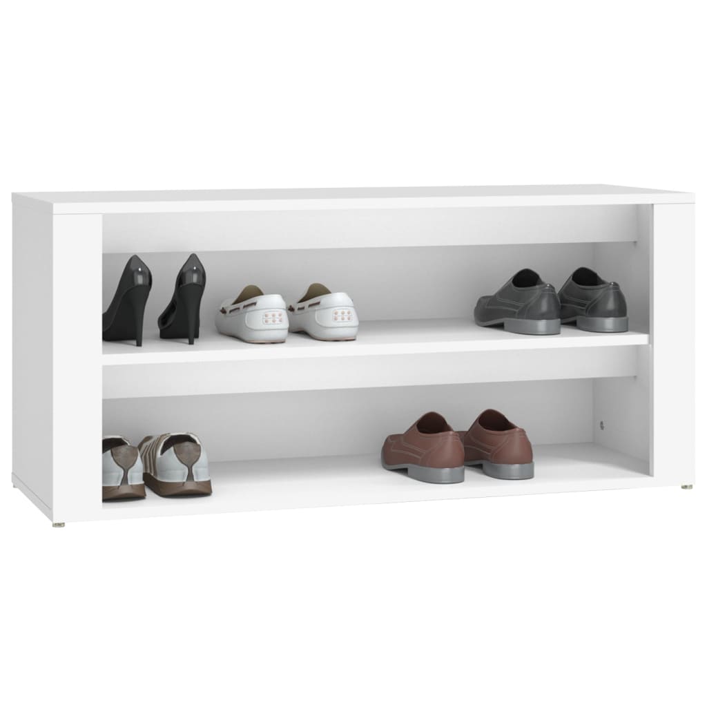 Schoenenrek 100x35x45 cm bewerkt hout wit is nu te koop bij PeponiXL, paradijselijk wonen!