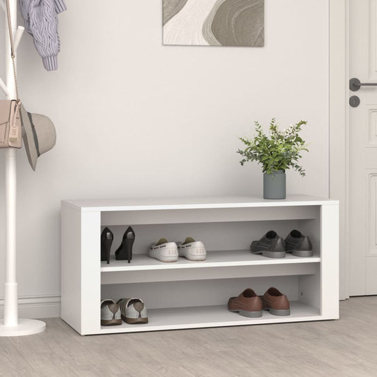Schoenenrek 100x35x45 cm bewerkt hout wit is nu te koop bij PeponiXL, paradijselijk wonen!