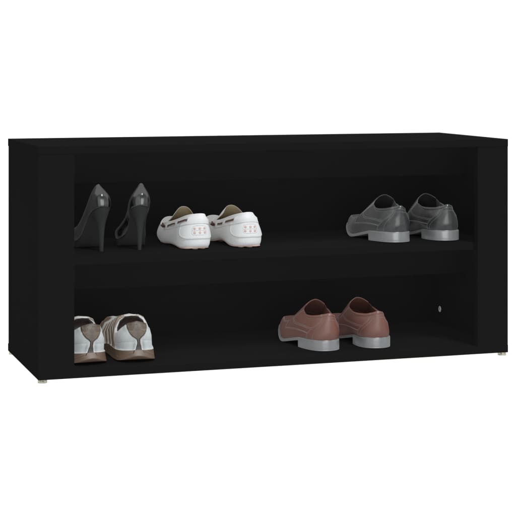 Schoenenrek 100x35x45 cm bewerkt hout zwart is nu te koop bij PeponiXL, paradijselijk wonen!