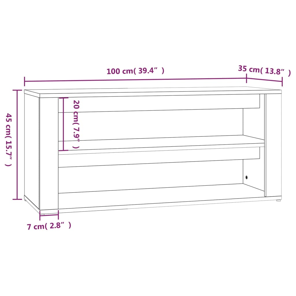 Schoenenrek 100x35x45 cm bewerkt hout zwart is nu te koop bij PeponiXL, paradijselijk wonen!