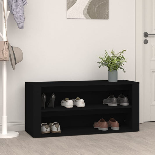 Schoenenrek 100x35x45 cm bewerkt hout zwart is nu te koop bij PeponiXL, paradijselijk wonen!