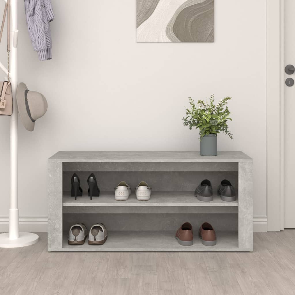 Schoenenrek 100x35x45 cm bewerkt hout betongrijs is nu te koop bij PeponiXL, paradijselijk wonen!