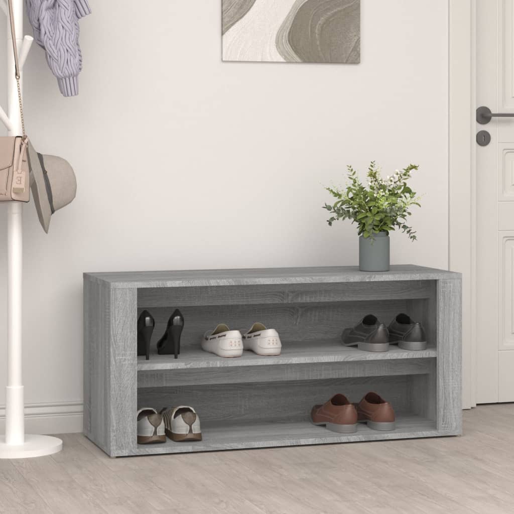 Schoenenrek 100x35x45 cm bewerkt hout betongrijs is nu te koop bij PeponiXL, paradijselijk wonen!
