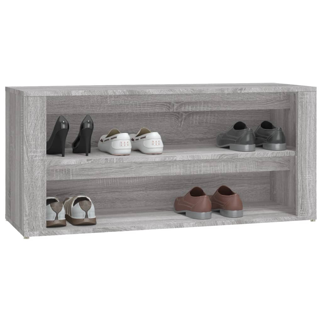 Schoenenrek 100x35x45 cm bewerkt hout grijs sonoma eikenkleur is nu te koop bij PeponiXL, paradijselijk wonen!