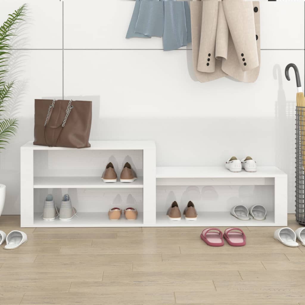 Schoenenkast 150x35x45 cm bewerkt hout hoogglans wit is nu te koop bij PeponiXL, paradijselijk wonen!