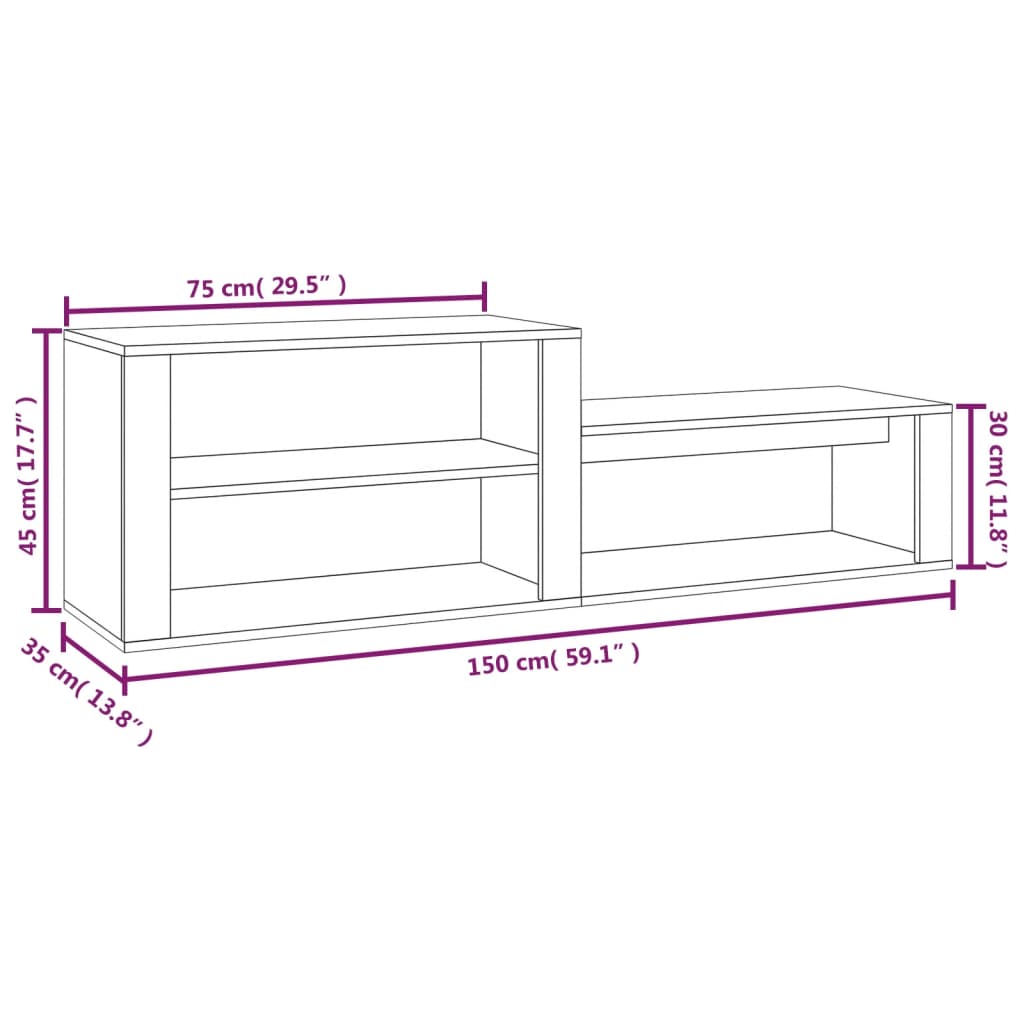 Schoenenkast 150x35x45 cm bewerkt hout betongrijs is nu te koop bij PeponiXL, paradijselijk wonen!