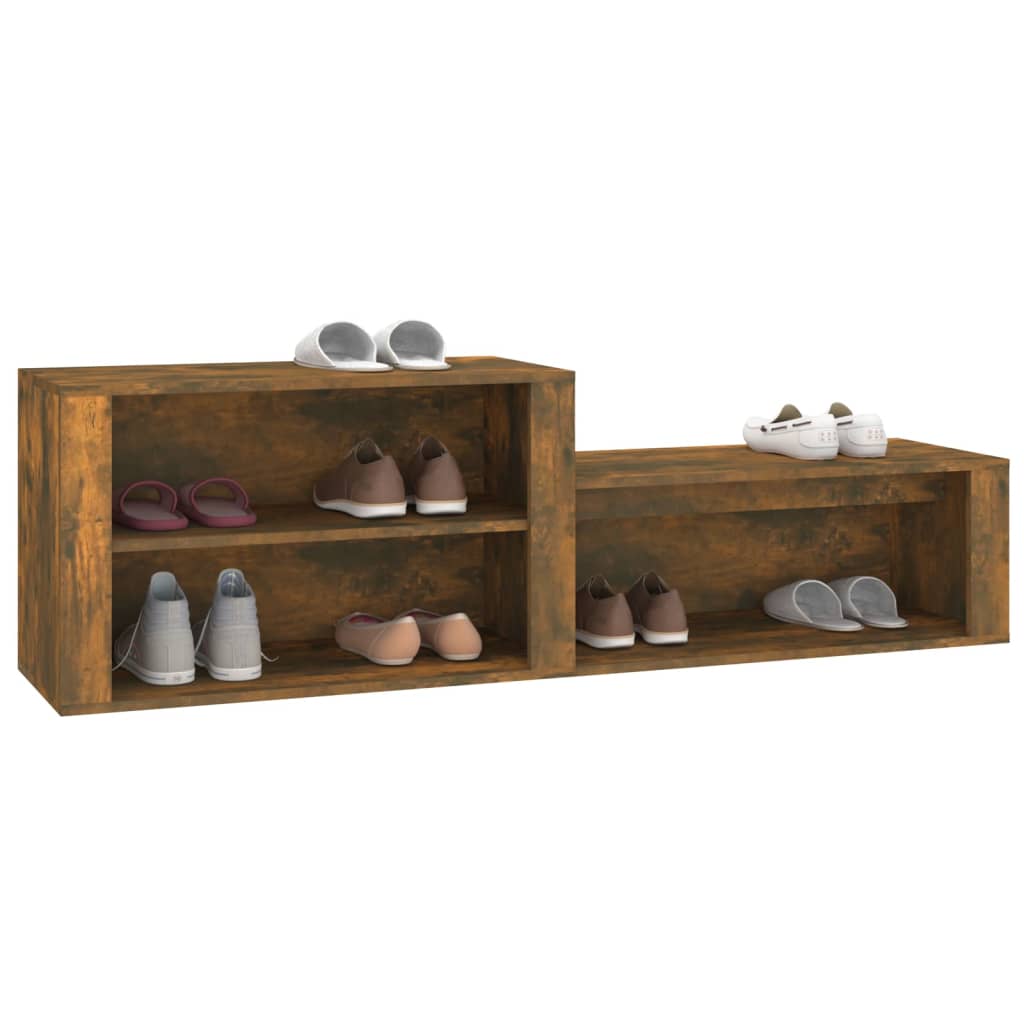 Schoenenkast 150x35x45 cm bewerkt hout gerookt eikenkleurig is nu te koop bij PeponiXL, paradijselijk wonen!