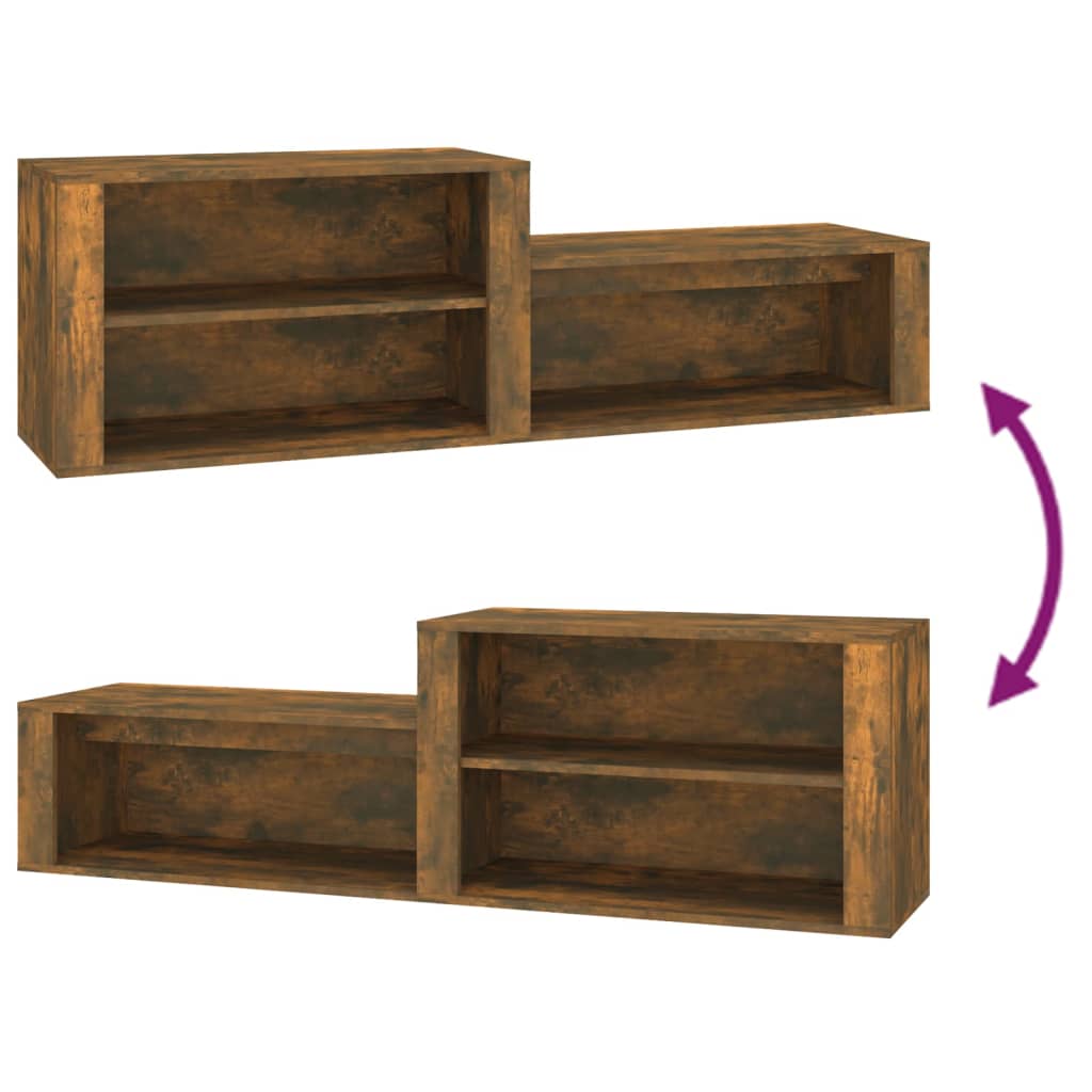 Schoenenkast 150x35x45 cm bewerkt hout gerookt eikenkleurig is nu te koop bij PeponiXL, paradijselijk wonen!