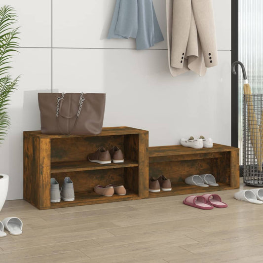 Schoenenkast 150x35x45 cm bewerkt hout gerookt eikenkleurig is nu te koop bij PeponiXL, paradijselijk wonen!