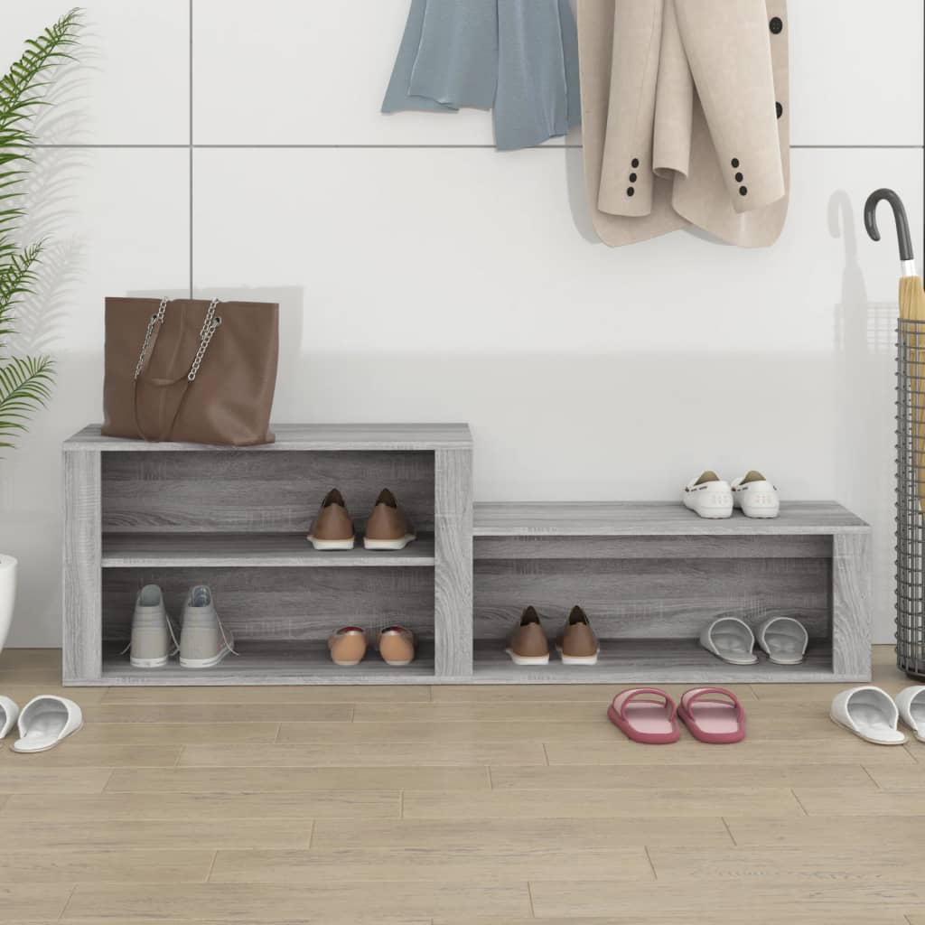 Schoenenkast 150x35x45 cm bewerkt hout grijs sonoma is nu te koop bij PeponiXL, paradijselijk wonen!