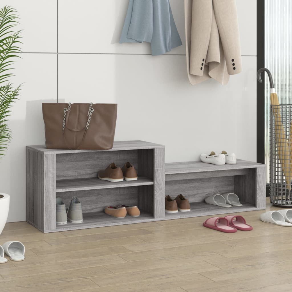 Schoenenkast 150x35x45 cm bewerkt hout grijs sonoma is nu te koop bij PeponiXL, paradijselijk wonen!