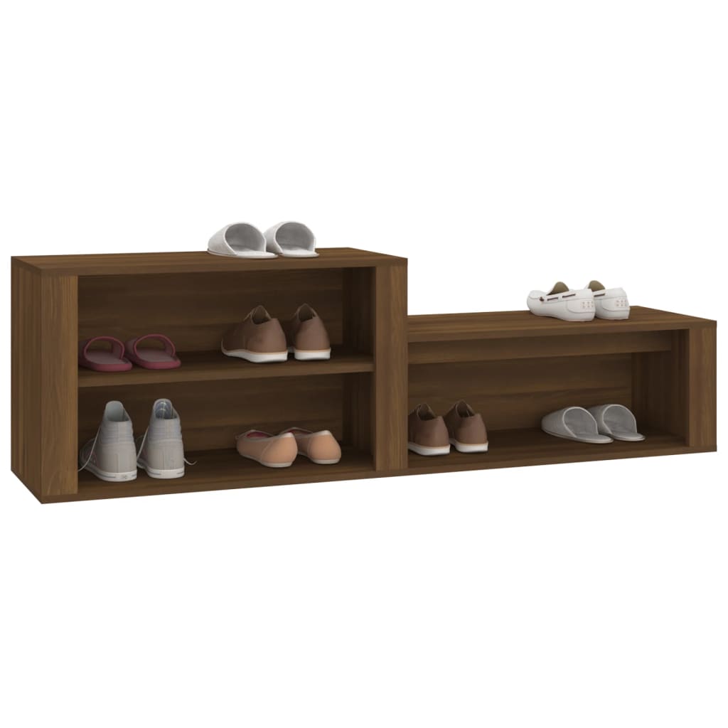 Schoenenkast 150x35x45 cm bewerkt hout bruin eikenkleur is nu te koop bij PeponiXL, paradijselijk wonen!