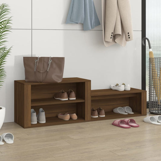 Schoenenkast 150x35x45 cm bewerkt hout bruin eikenkleur is nu te koop bij PeponiXL, paradijselijk wonen!