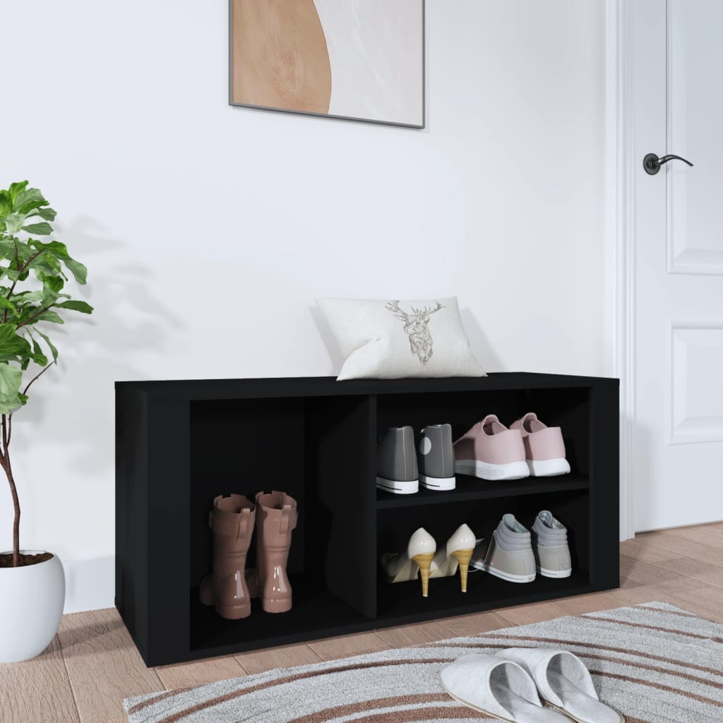Schoenenkast 100x35x45 cm bewerkt hout zwart is nu te koop bij PeponiXL, paradijselijk wonen!