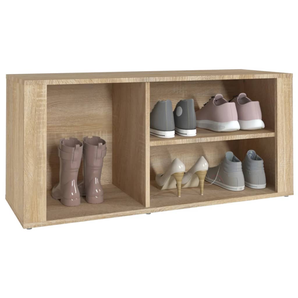 Schoenenkast 100x35x45 cm bewerkt hout sonoma eikenkleurig is nu te koop bij PeponiXL, paradijselijk wonen!