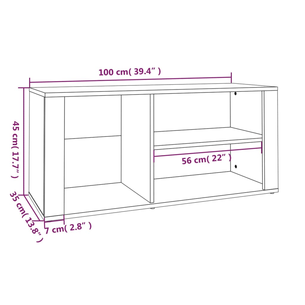 Schoenenkast 100x35x45 cm bewerkt hout sonoma eikenkleurig is nu te koop bij PeponiXL, paradijselijk wonen!
