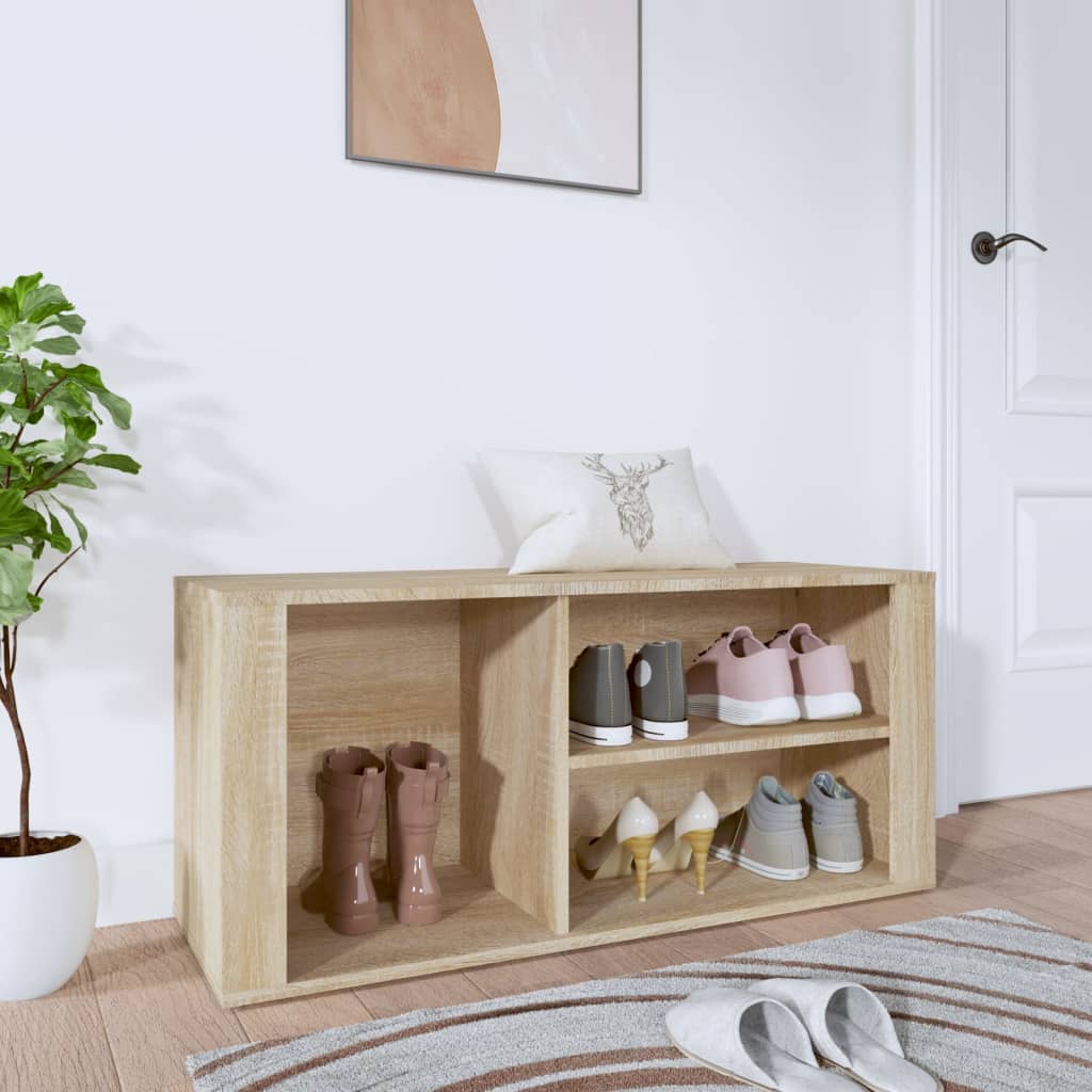 Schoenenkast 100x35x45 cm bewerkt hout sonoma eikenkleurig is nu te koop bij PeponiXL, paradijselijk wonen!