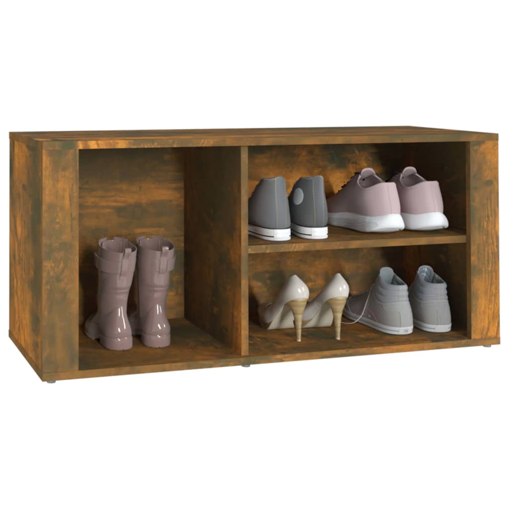 Schoenenkast 100x35x45 cm bewerkt hout gerookt eikenkleurig is nu te koop bij PeponiXL, paradijselijk wonen!