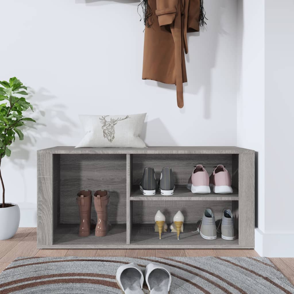 Schoenenkast 100x35x45 cm bewerkt hout grijs sonoma is nu te koop bij PeponiXL, paradijselijk wonen!