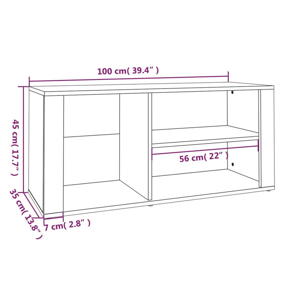 Schoenenkast 100x35x45 cm bewerkt hout grijs sonoma is nu te koop bij PeponiXL, paradijselijk wonen!