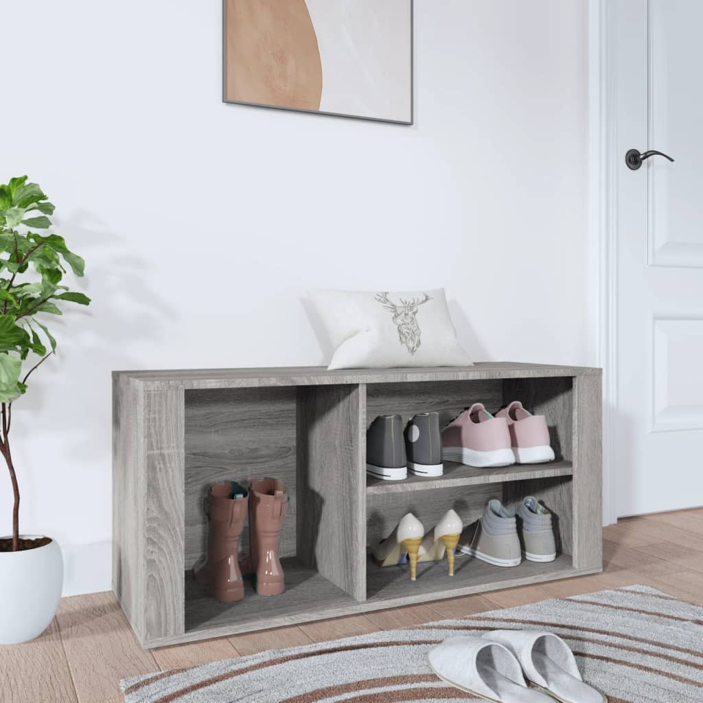 Schoenenkast 100x35x45 cm bewerkt hout grijs sonoma is nu te koop bij PeponiXL, paradijselijk wonen!