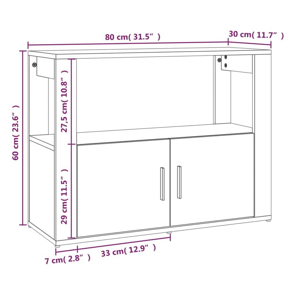 Dressoir 80x30x60 cm bewerkt hout gerookt eikenkleurig is nu te koop bij PeponiXL, paradijselijk wonen!