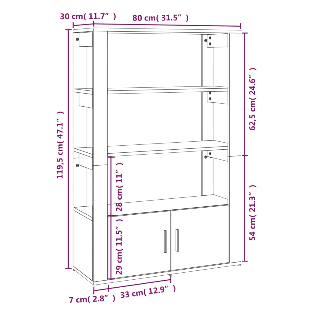 Dressoir 80x30x119,5 cm bewerkt hout gerookt eikenkleurig is nu te koop bij PeponiXL, paradijselijk wonen!