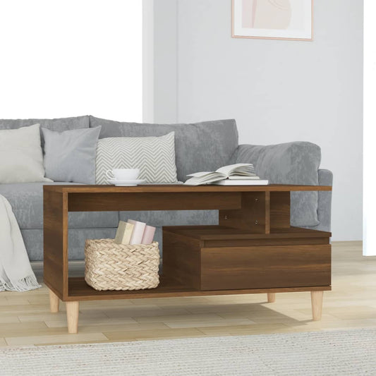 Salontafel 90x49x45 cm bewerkt hout bruineiken is nu te koop bij PeponiXL, paradijselijk wonen!