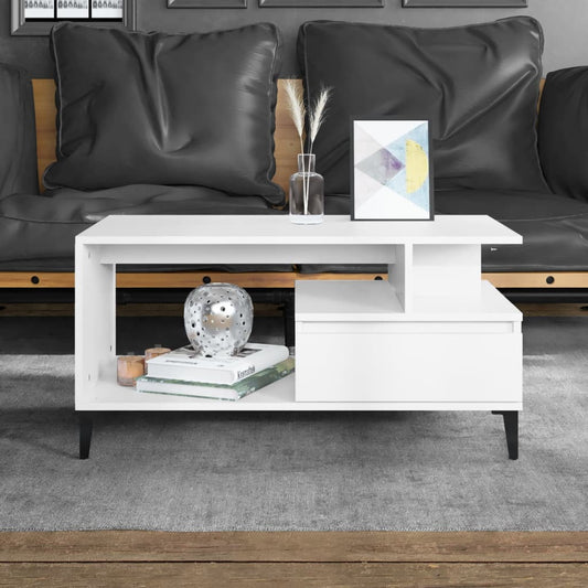 Salontafel 90x49x45 cm bewerkt hout wit is nu te koop bij PeponiXL, paradijselijk wonen!