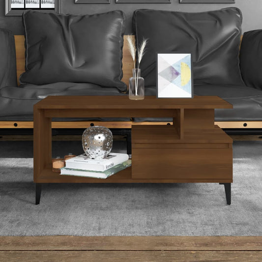 Salontafel 90x49x45 cm bewerkt hout bruineiken is nu te koop bij PeponiXL, paradijselijk wonen!