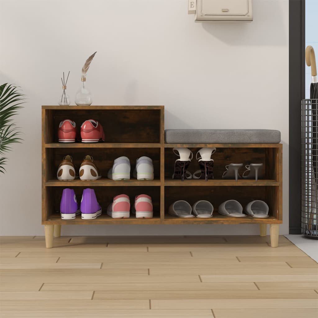 Schoenenkast 102x36x60 cm bewerkt hout gerookt eikenkleurig is nu te koop bij PeponiXL, paradijselijk wonen!
