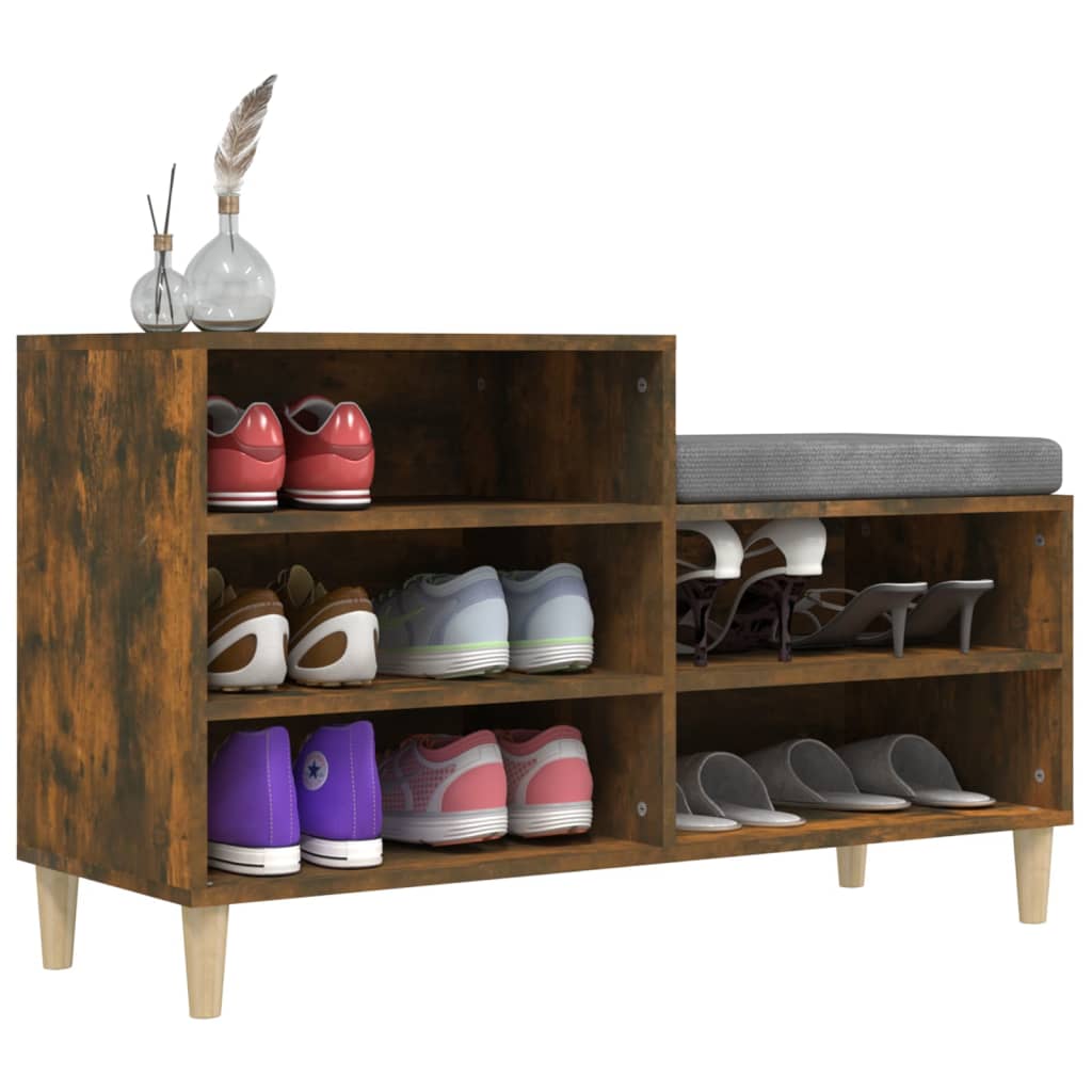 Schoenenkast 102x36x60 cm bewerkt hout gerookt eikenkleurig is nu te koop bij PeponiXL, paradijselijk wonen!