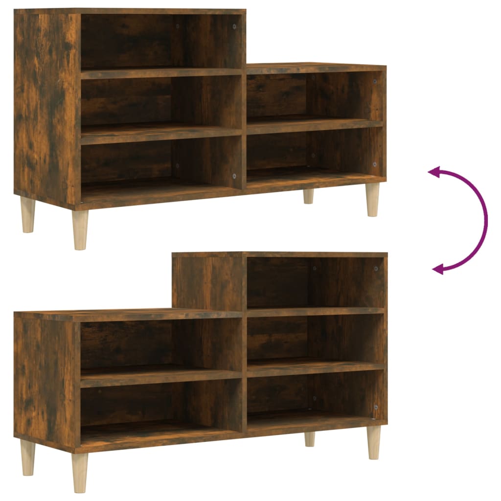 Schoenenkast 102x36x60 cm bewerkt hout gerookt eikenkleurig is nu te koop bij PeponiXL, paradijselijk wonen!