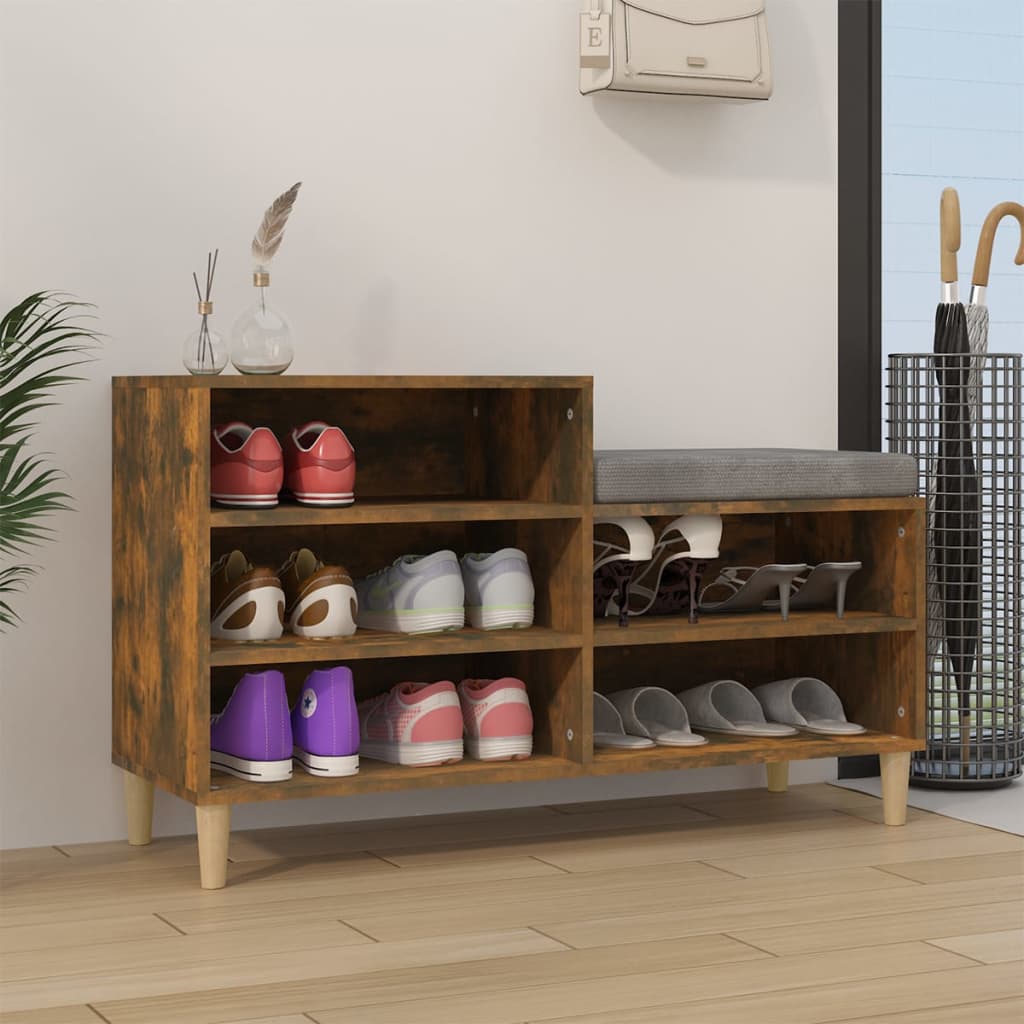 Schoenenkast 102x36x60 cm bewerkt hout gerookt eikenkleurig is nu te koop bij PeponiXL, paradijselijk wonen!