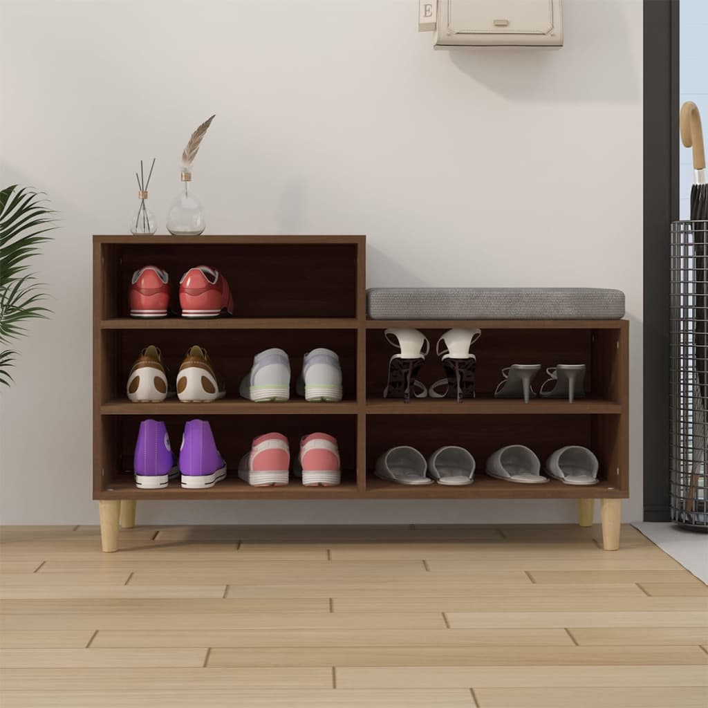 Schoenenkast 102x36x60 cm bewerkt hout bruin eikenkleur is nu te koop bij PeponiXL, paradijselijk wonen!