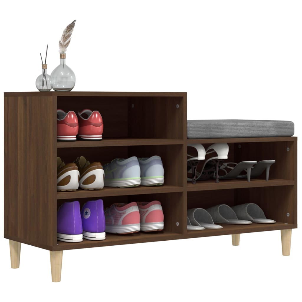 Schoenenkast 102x36x60 cm bewerkt hout bruin eikenkleur is nu te koop bij PeponiXL, paradijselijk wonen!