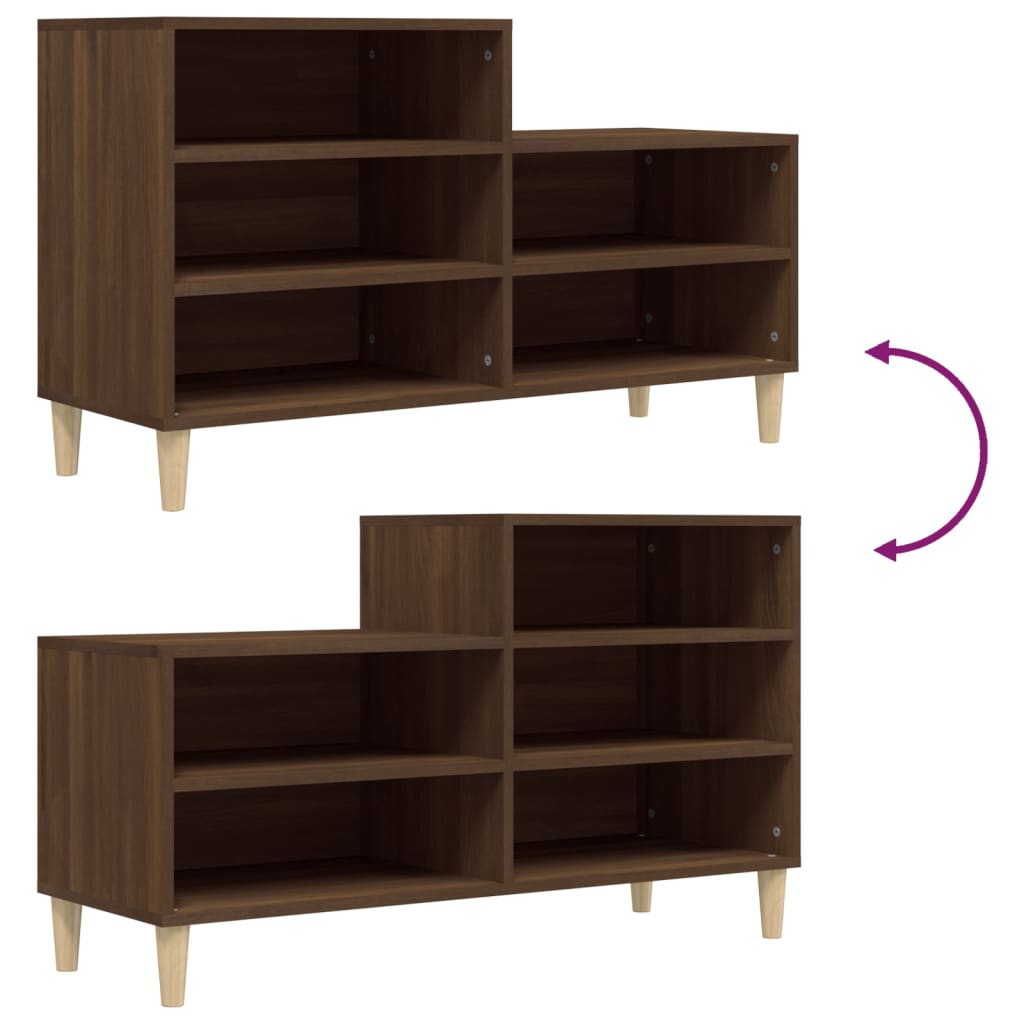 Schoenenkast 102x36x60 cm bewerkt hout bruin eikenkleur is nu te koop bij PeponiXL, paradijselijk wonen!