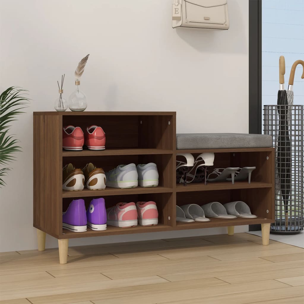 Schoenenkast 102x36x60 cm bewerkt hout bruin eikenkleur is nu te koop bij PeponiXL, paradijselijk wonen!