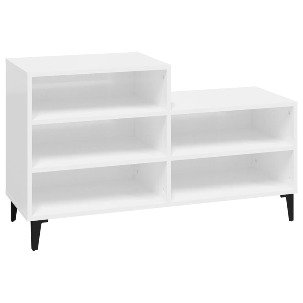 Schoenenkast 102x36x60 cm bewerkt hout hoogglans wit is nu te koop bij PeponiXL, paradijselijk wonen!