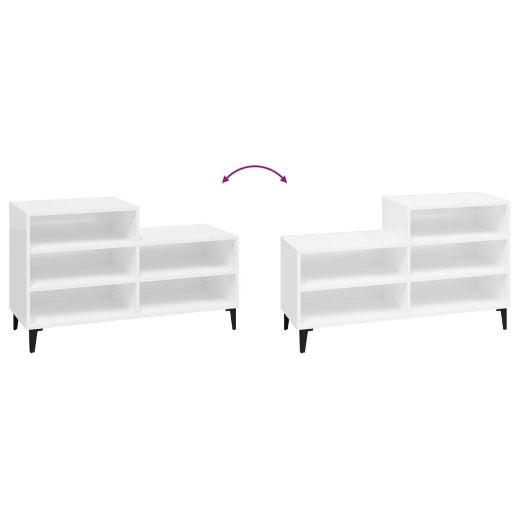 Schoenenkast 102x36x60 cm bewerkt hout hoogglans wit is nu te koop bij PeponiXL, paradijselijk wonen!