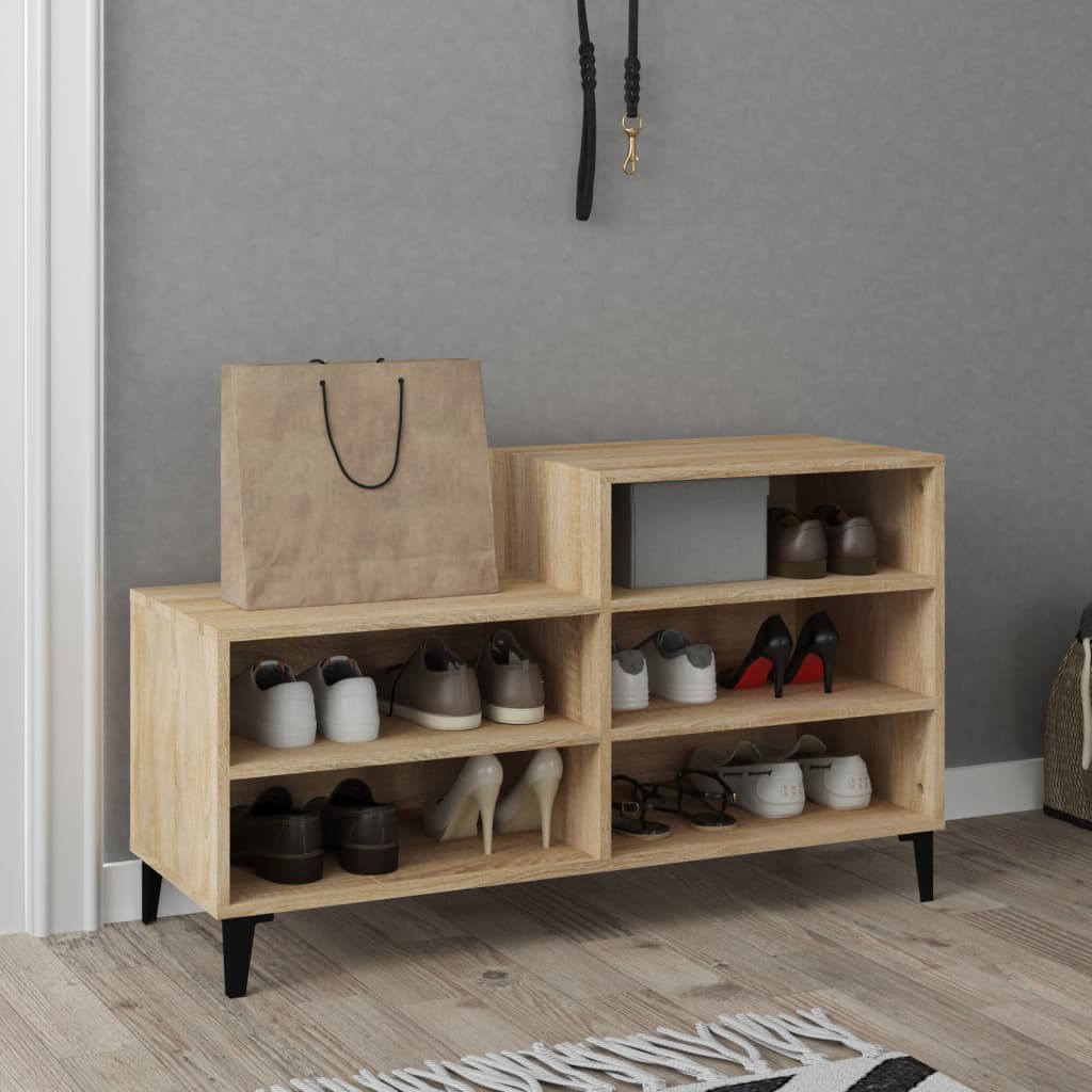 Schoenenkast 102x36x60 cm bewerkt hout sonoma eikenkleurig is nu te koop bij PeponiXL, paradijselijk wonen!