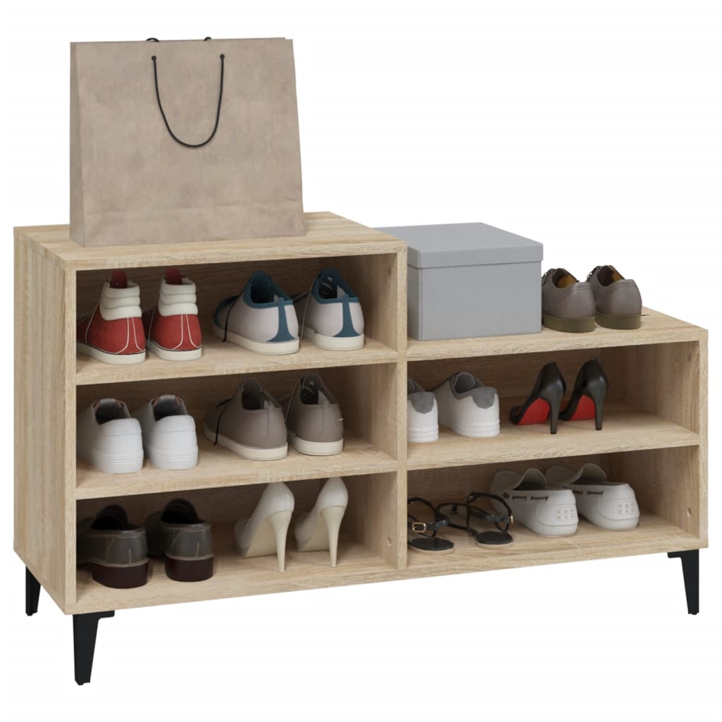 Schoenenkast 102x36x60 cm bewerkt hout sonoma eikenkleurig is nu te koop bij PeponiXL, paradijselijk wonen!