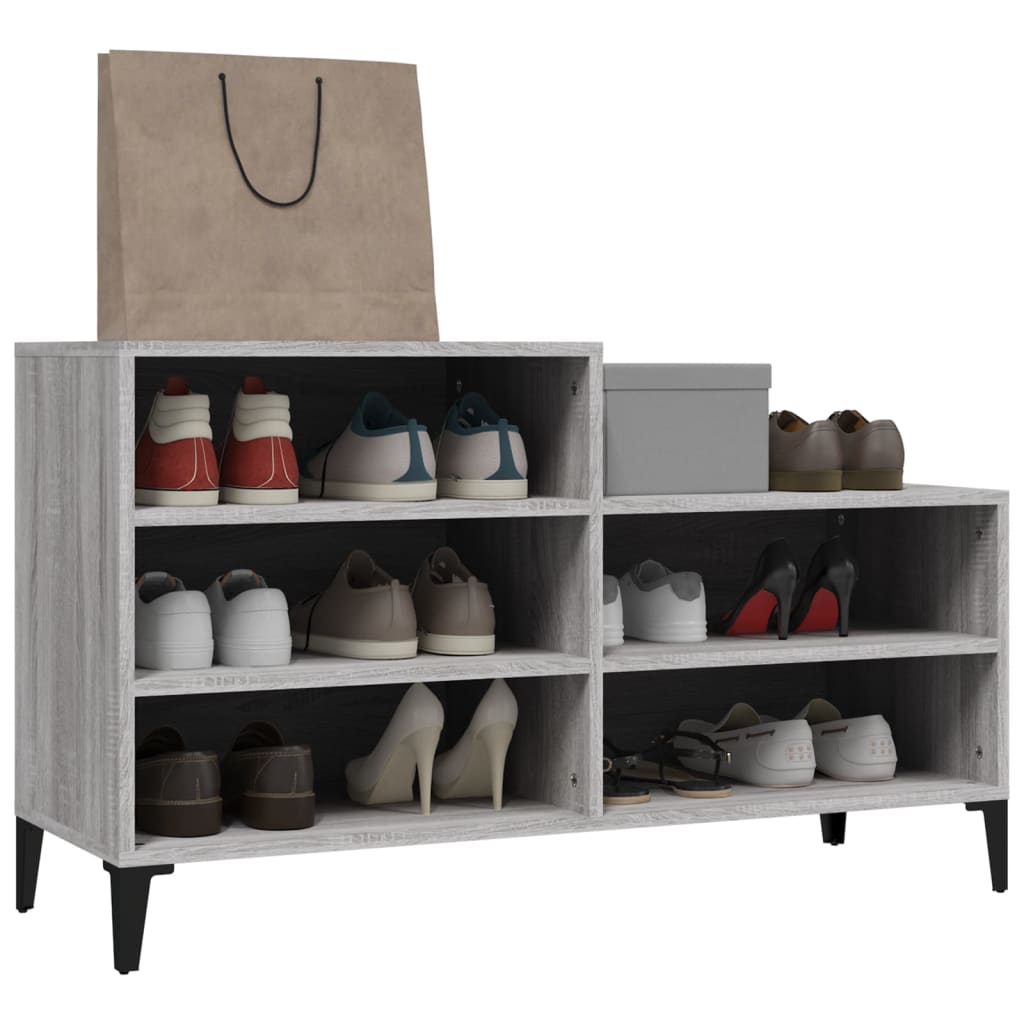Schoenenkast 102x36x60 cm bewerkt hout sonoma grijs is nu te koop bij PeponiXL, paradijselijk wonen!