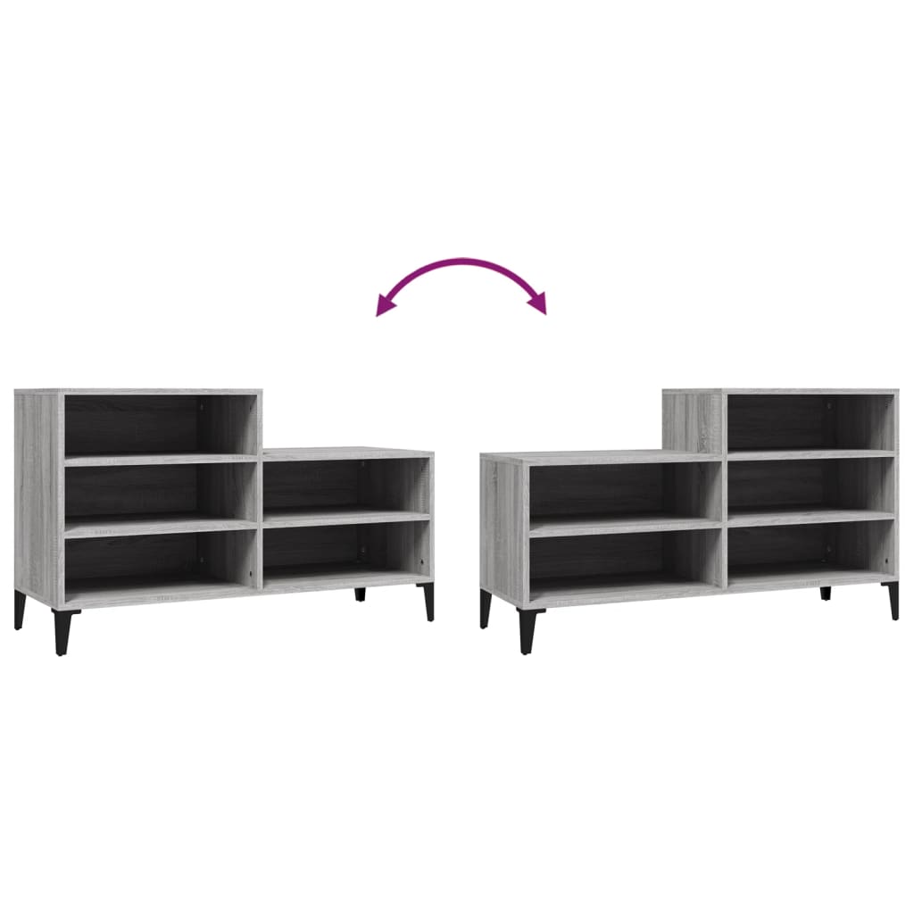 Schoenenkast 102x36x60 cm bewerkt hout sonoma grijs is nu te koop bij PeponiXL, paradijselijk wonen!