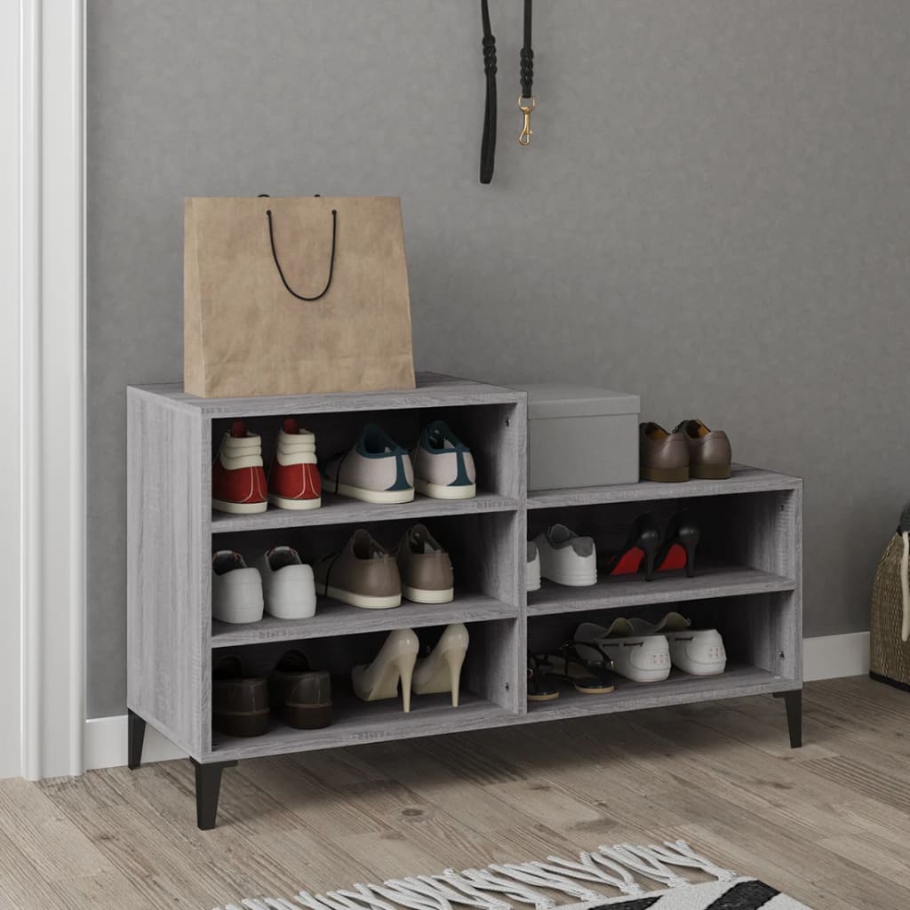 Schoenenkast 102x36x60 cm bewerkt hout sonoma grijs is nu te koop bij PeponiXL, paradijselijk wonen!