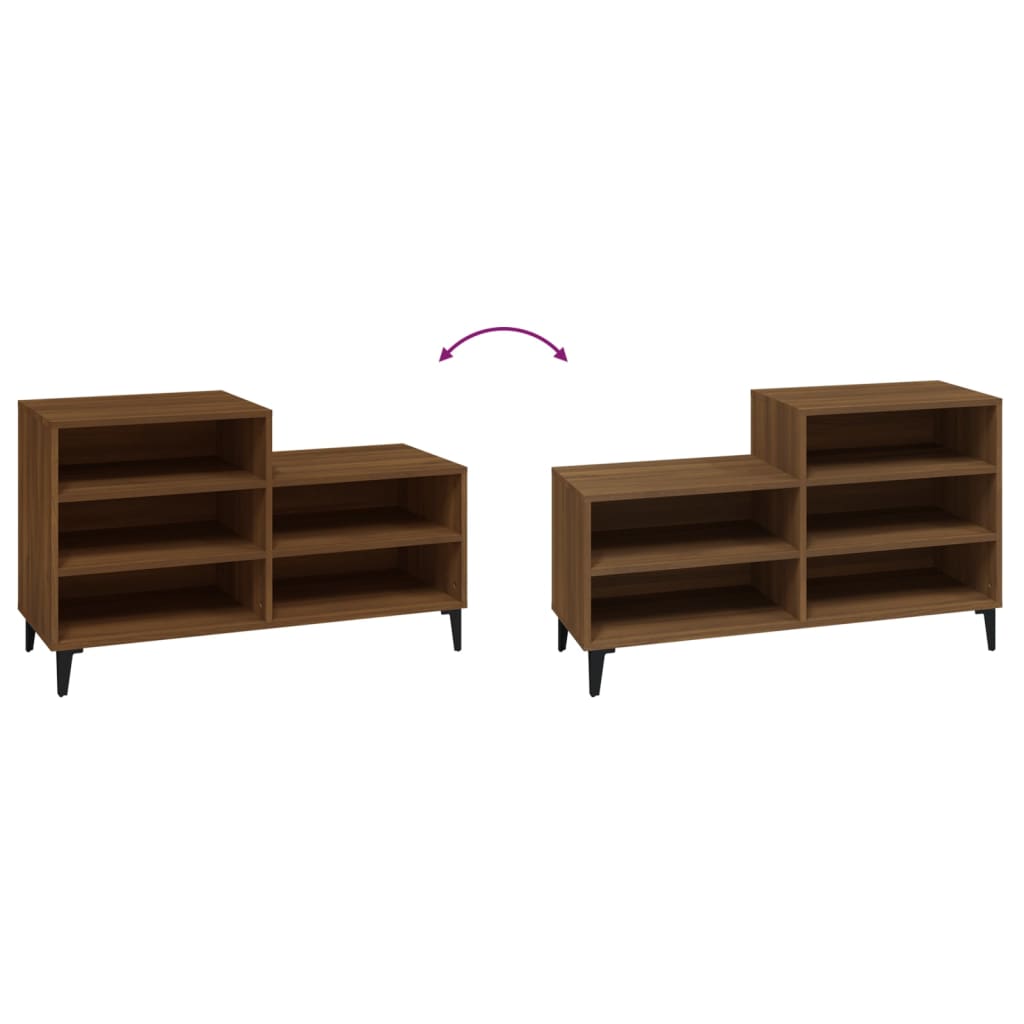 Schoenenkast 102x36x60 cm bewerkt hout bruin eikenkleur is nu te koop bij PeponiXL, paradijselijk wonen!